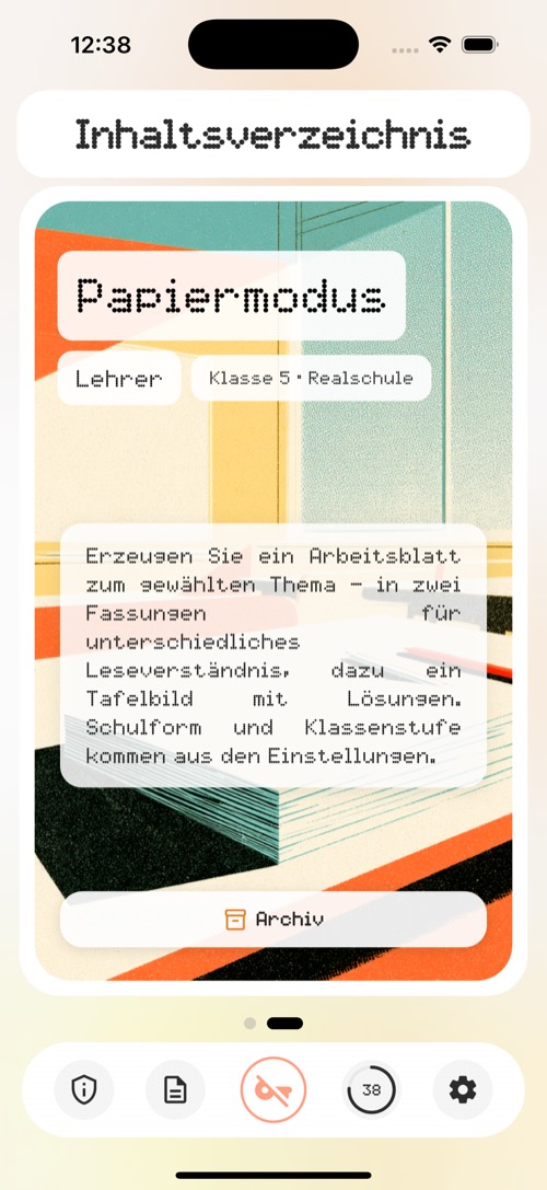 Papiermodus in der PhiloWelt App
